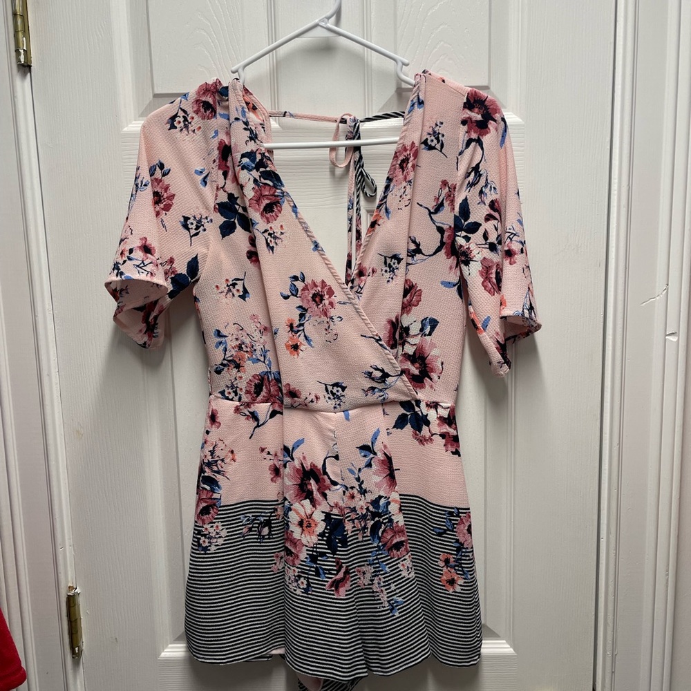 Pink Floral Romper